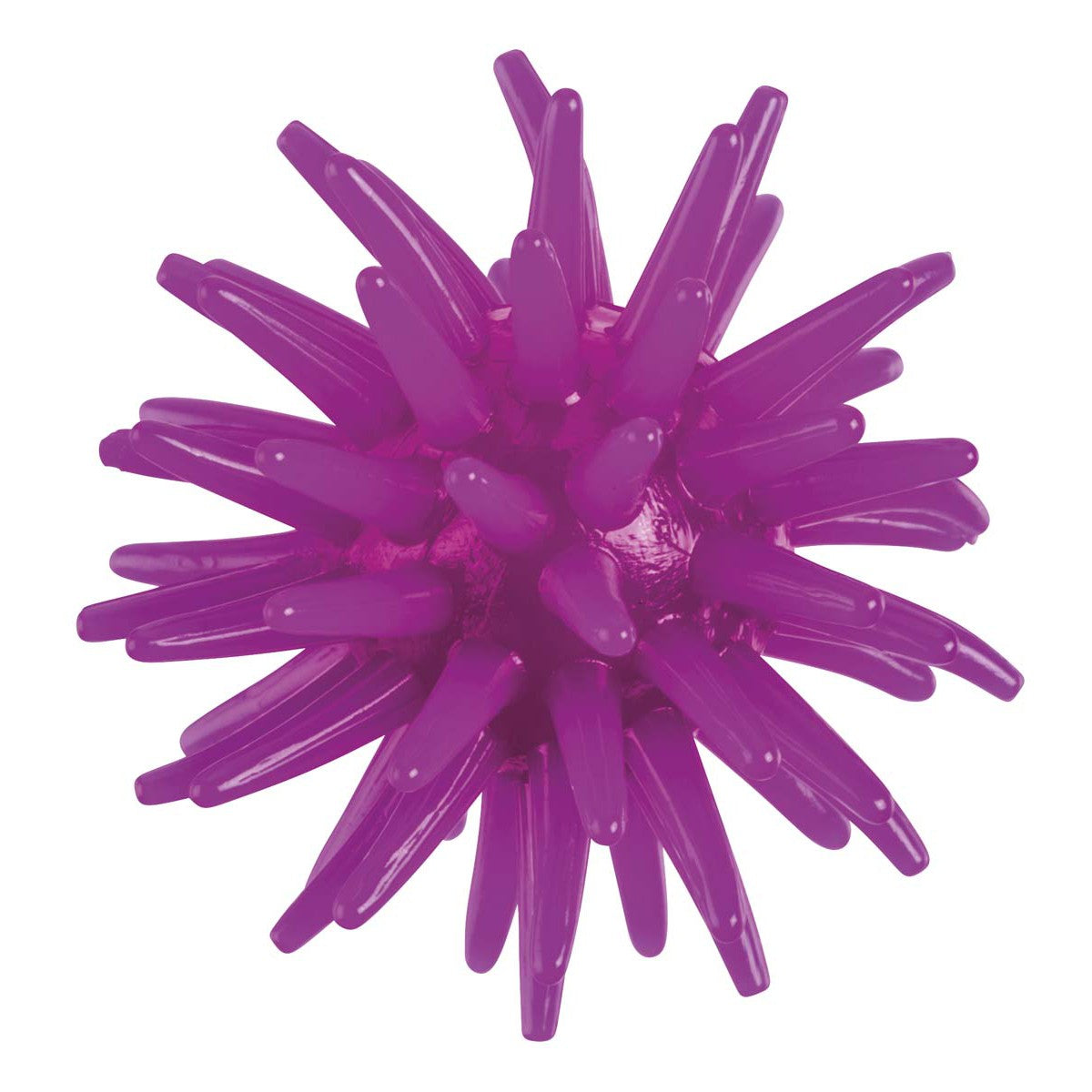 The Toysmith Tiny Tumblers is a purple rubber sensory ball with long, flexible spikes radiating outward—perfect for kids who love squishy toys.