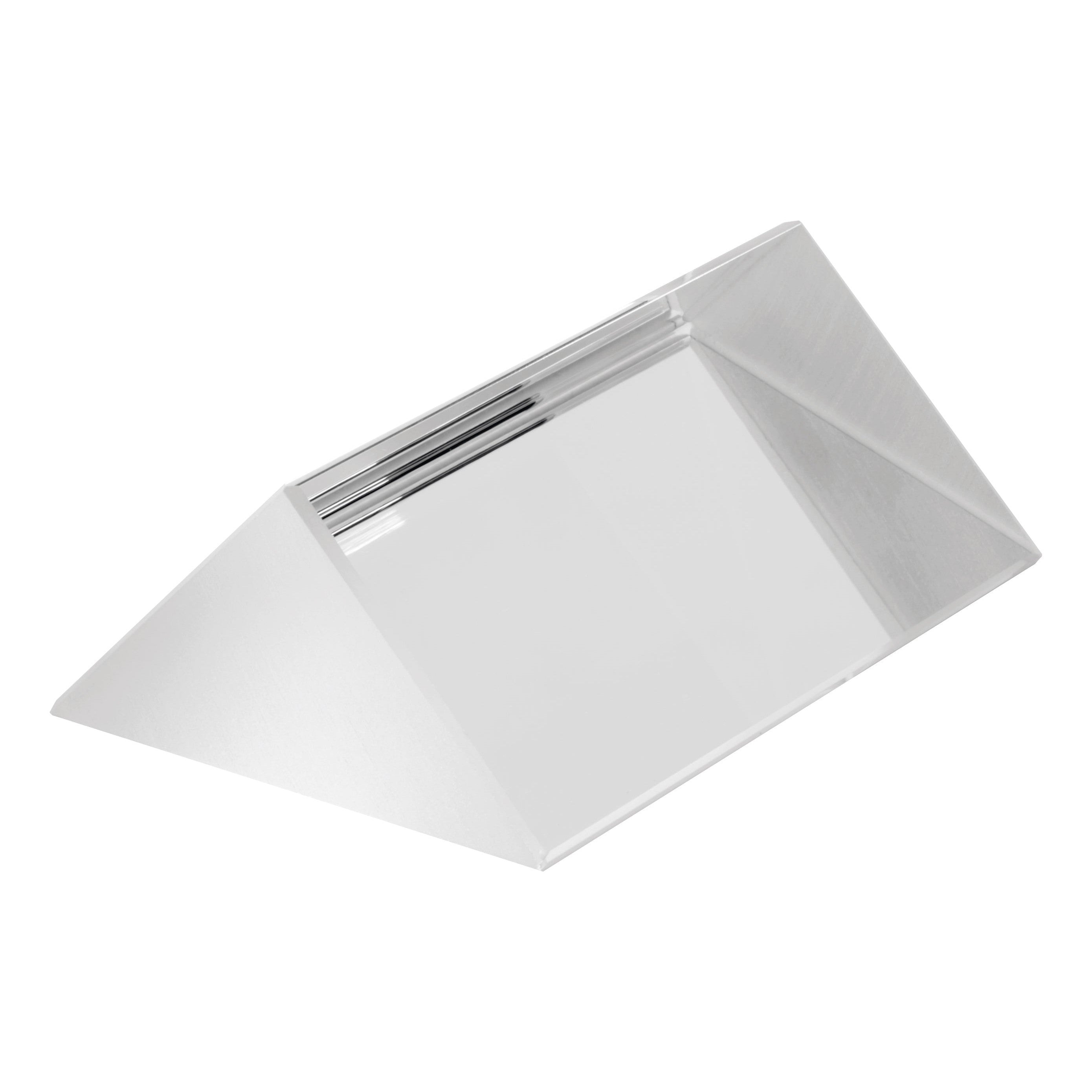 The Toy Science Right Angle Prism by Toy Science features smooth, reflective surfaces and a clear triangular design, ideal for exploring optics and STEM learning on any white background.