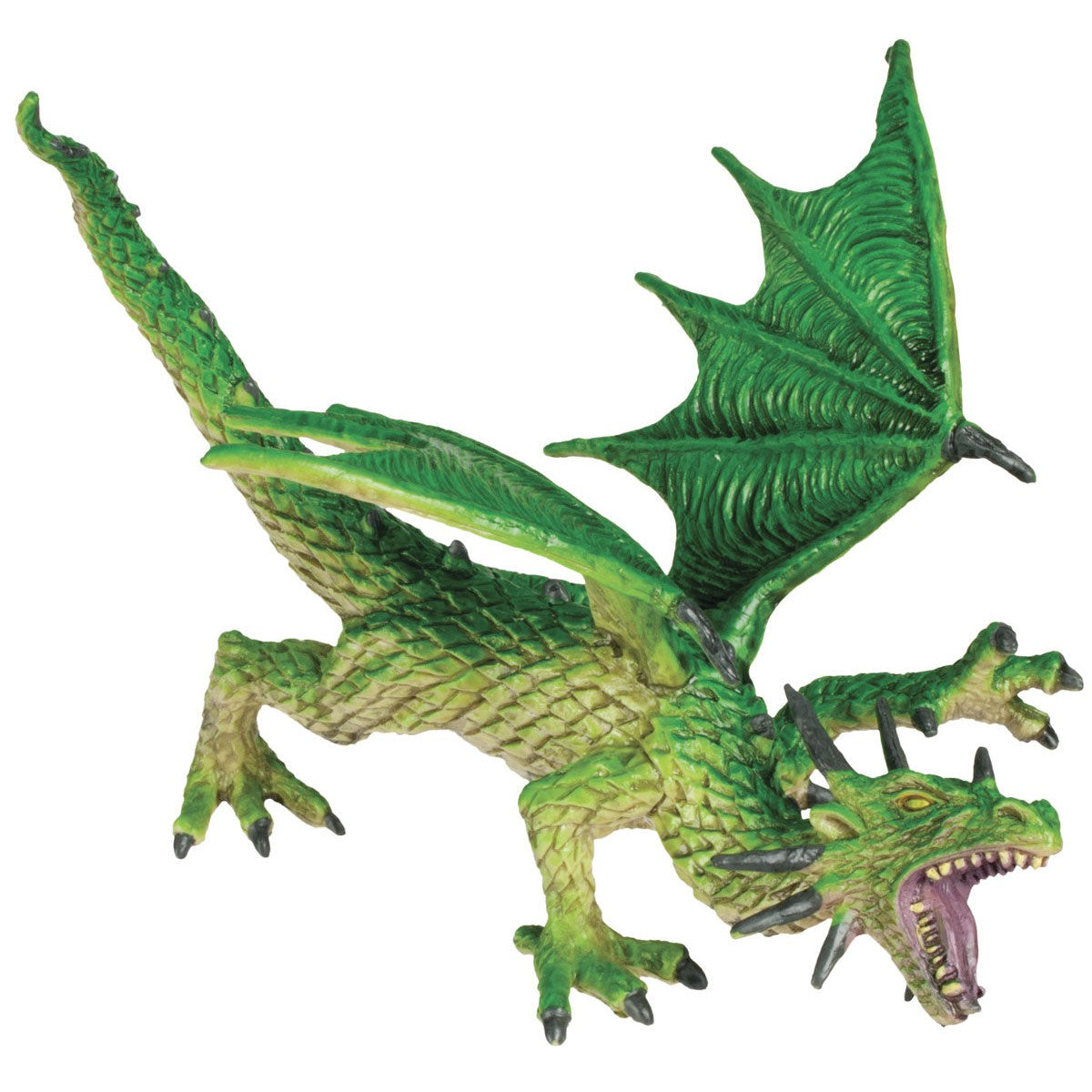 The Toysmith Magic Dragon Assorted by Toysmith features a detailed green dragon with spread wings, open mouth, sharp teeth, spiked head and back, and textured scales—a perfect fantasy toy for imaginative play and adventures.