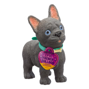 The Toysmith Epic Puppies - French Bulldog is a gray collectible puppy toy with big blue eyes, a teal collar, and a purple heart-shaped tag reading "Epic French Bulldog." Brand: Toysmith.