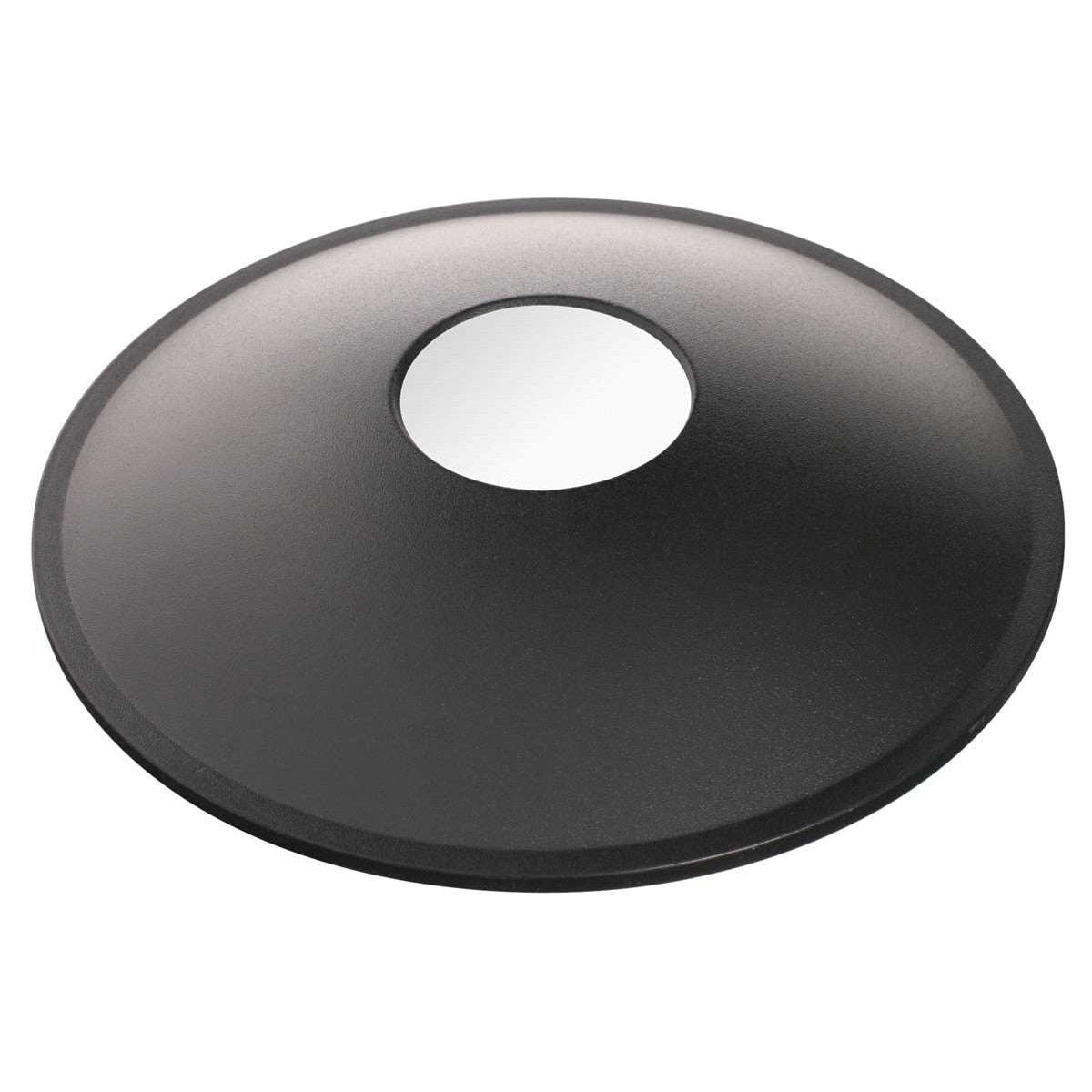 The Toy Science 3-D Mirascope by Toy Science, a round black device with a raised rim and central hole, resembles a metal washer or minimalist lampshade and evokes optics as it rests on a white background.