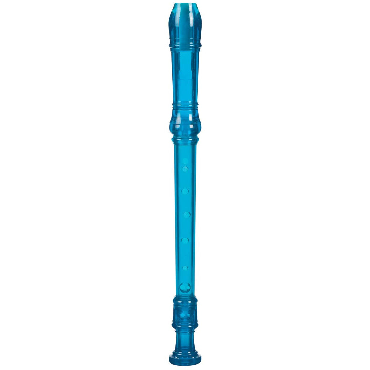 The Toysmith Recorder by Toysmith is a blue plastic flute with finger holes and decorative rings, perfect for beginners or as a children's musical instrument.