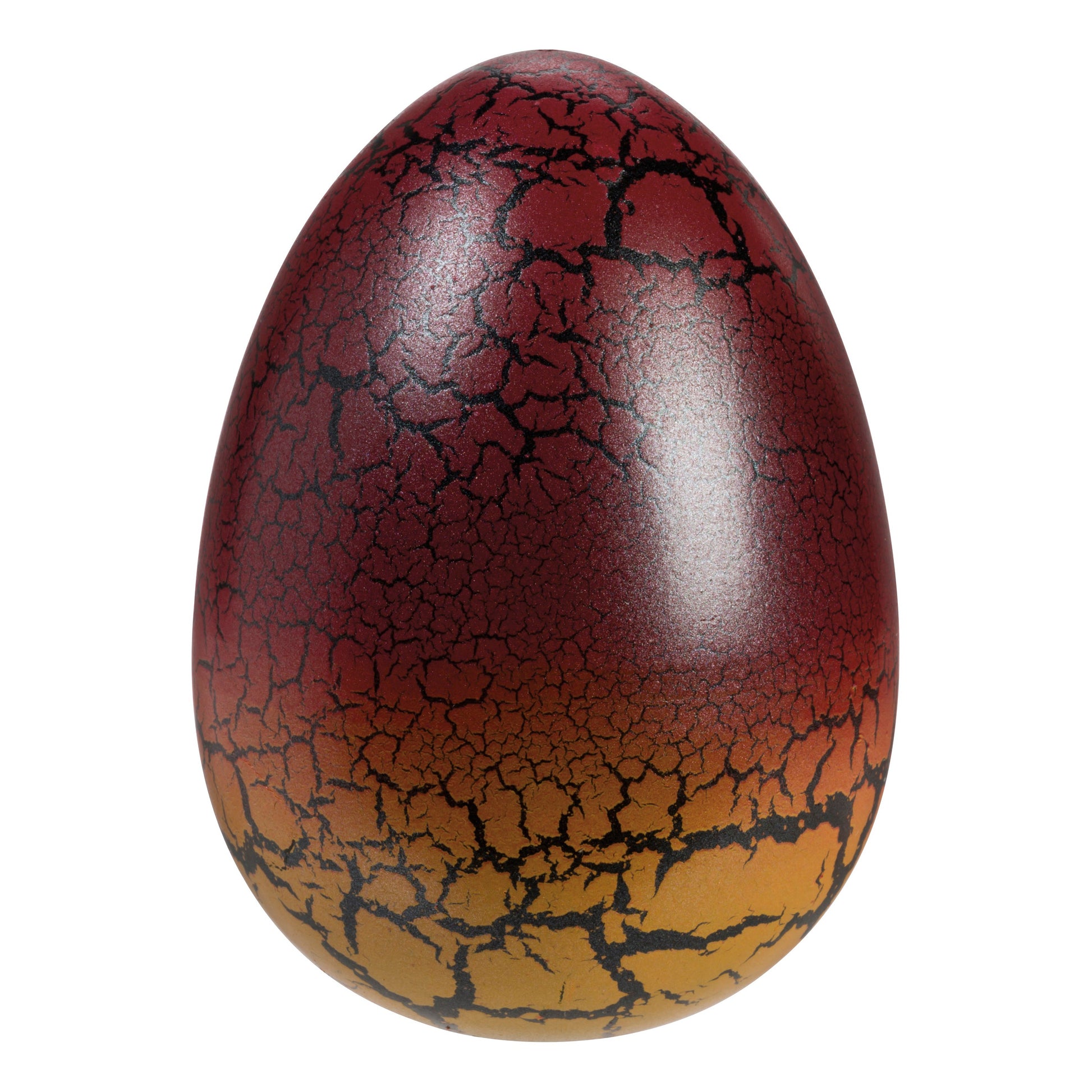 The Toysmith Ginormous Hatchin' Grow Dragon is a smooth dragon egg toy featuring a cracked, textured pattern and a striking red-to-gold gradient. The egg stands out against a plain white background.
