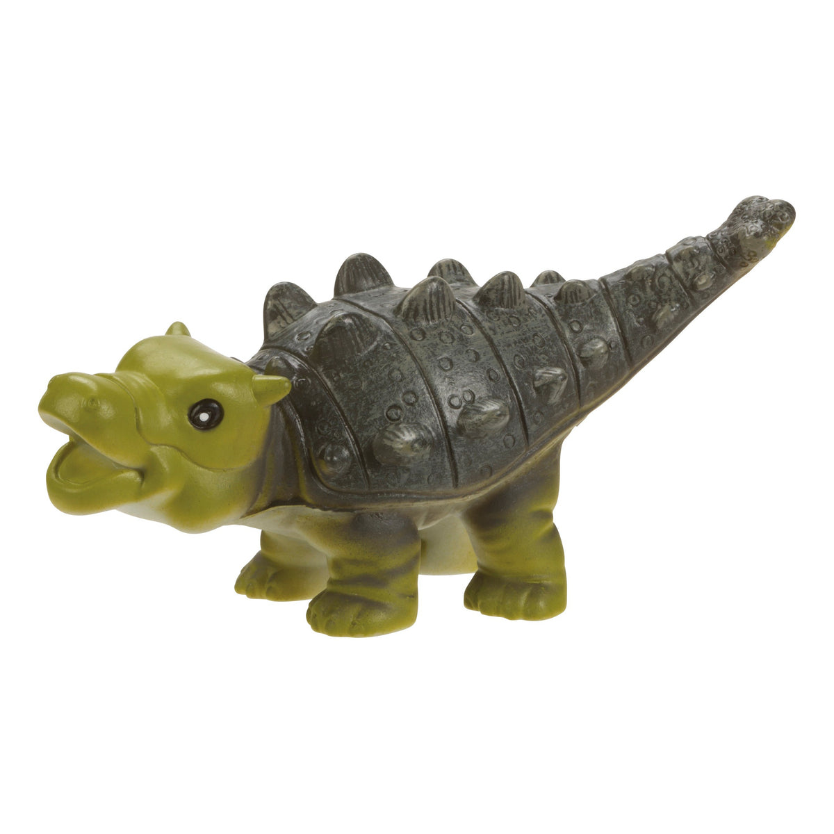The Toysmith Baby Dinos ankylosaurus figurine by Toysmith features green and gray colors with a textured, spiked back—ideal for sensory play or expanding your Baby Dinos mini dinosaur collection.