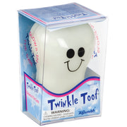 The Toysmith Twinkle Toof is a smiling, tooth-shaped glow-in-the-dark tooth keeper in clear packaging. This Tooth Fairy keepsake box by Toysmith includes a small parts warning and is recommended for children ages 3 and up.