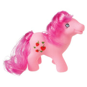 The Toysmith Farm Fresh Precious Ponies features a pink pony with a bright pink mane and tail, decorated with red strawberries. With big eyes, long lashes, and a cheerful look, it’s perfect for imaginative play.