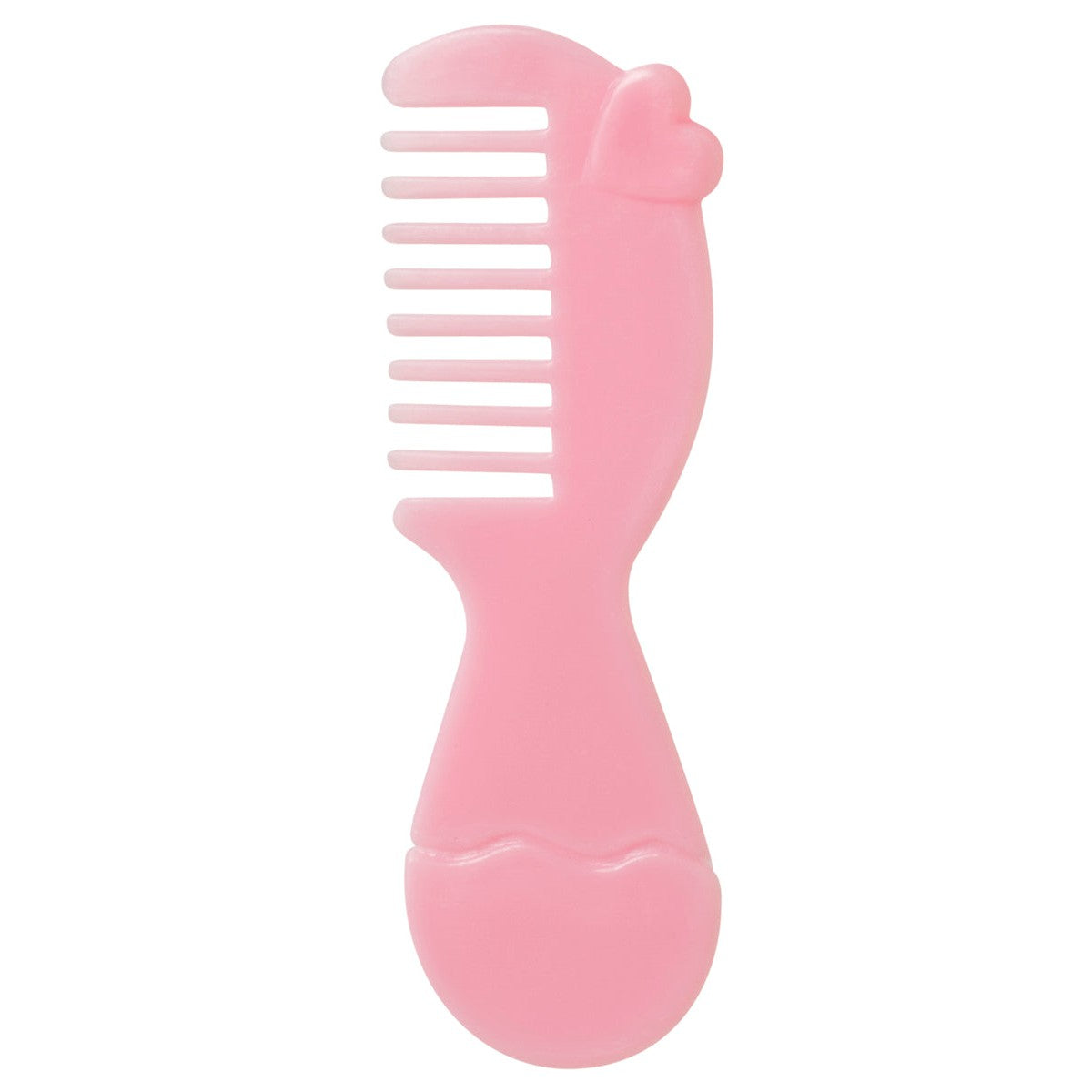 Add flair to your Farm Fresh Precious Ponies by Toysmith with this pink fish-shaped plastic comb, featuring a heart detail near the top and a rounded tail handle—perfect for styling ponies or enhancing imaginative play.